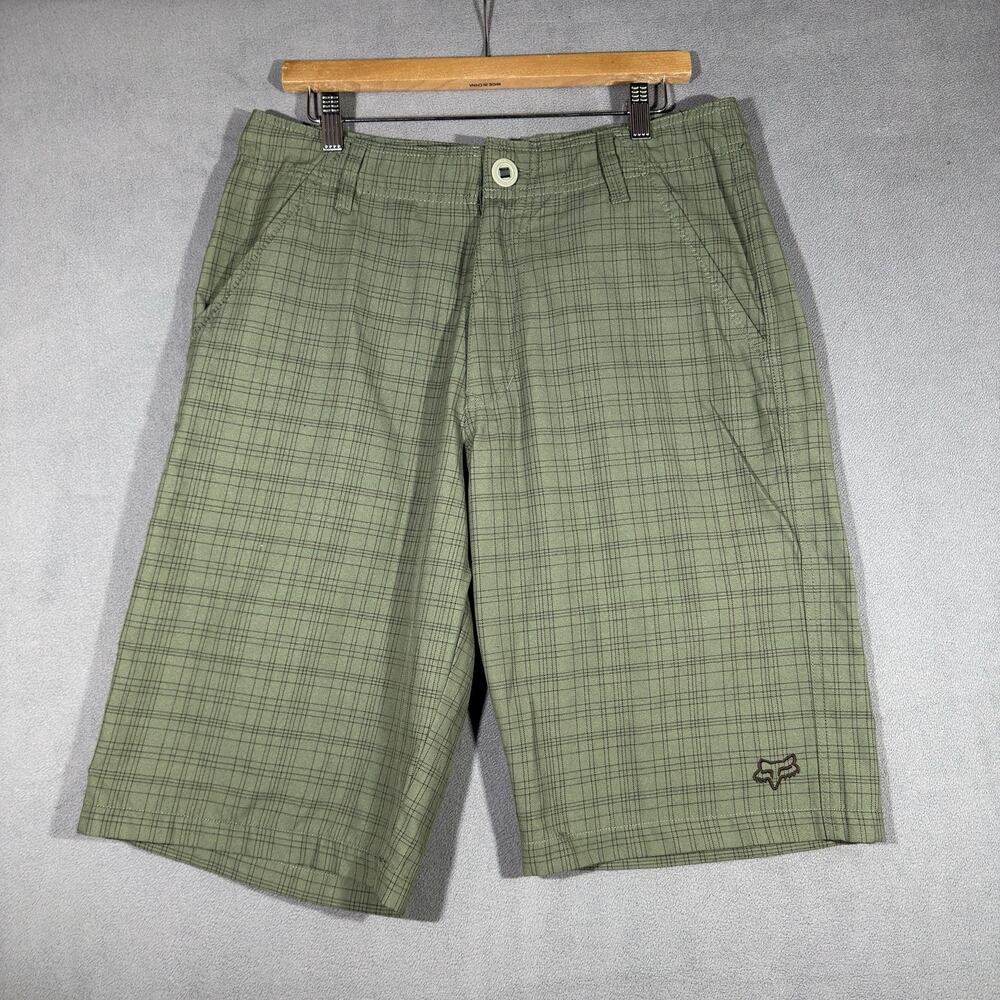 Y2K Fox Racing Shorts Sz 32 Motocross Skater Punk Surfer Cali Retro Plaid Chino